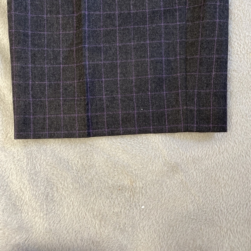 Talbots Petites Womens Dress Pants Charcoal Purple Plaid 100% Wool Lined 16W - Picture 4 of 12